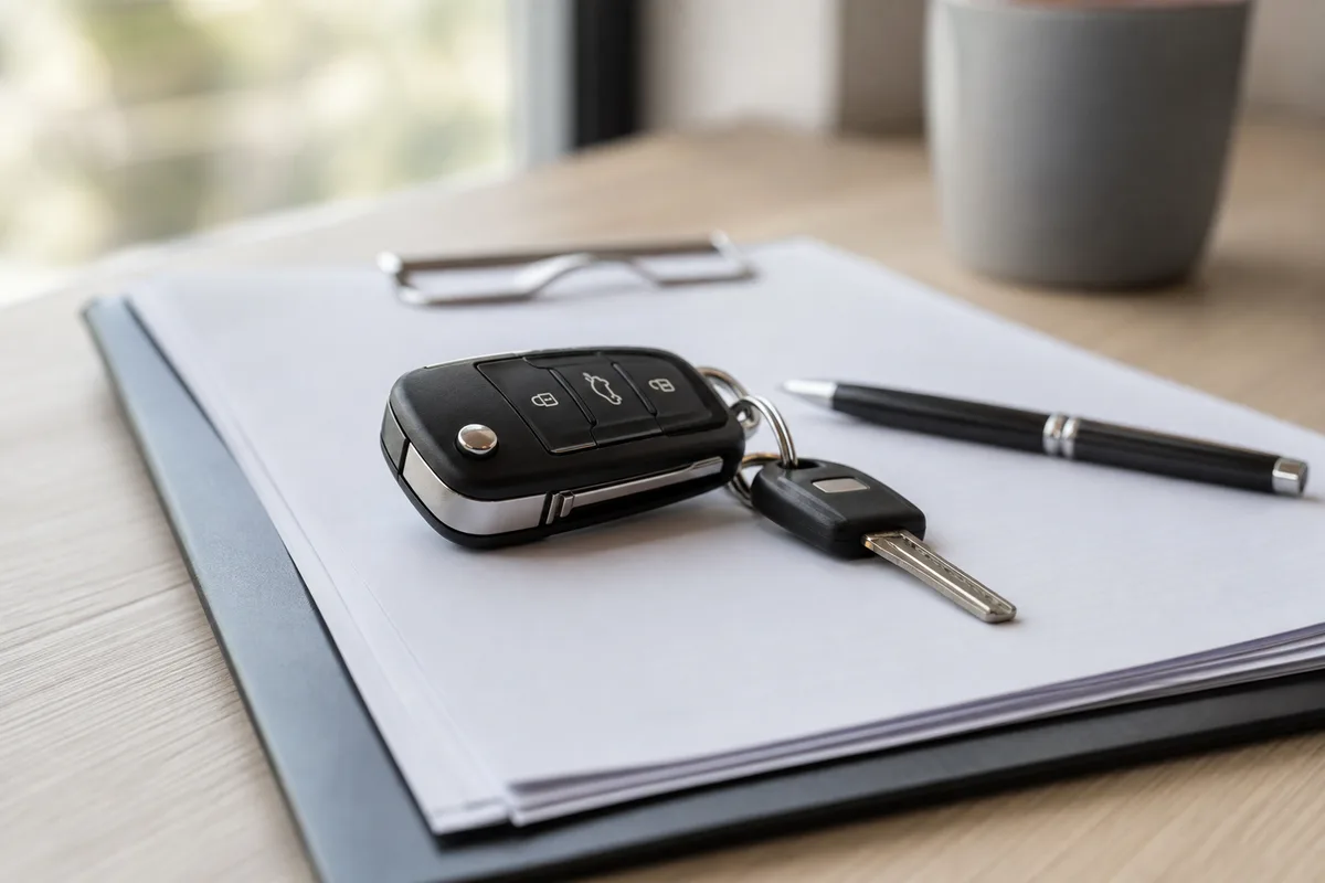 Clés de voiture et contrat d&rsquo;assurance posés sur une table